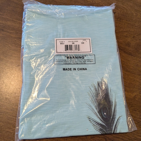 Adrian Delafield Blue Feather Print Women's Top Size 2X NWOT - Picture 10 of 10